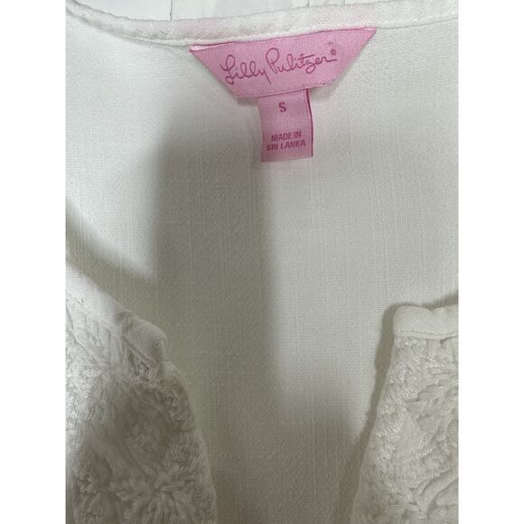 Lilly Pulitzer Womens Lyndsea Tunic Small Resort Embroidery Preppy White - Picture 5 of 10